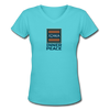 XZAKA - Women "Peace Within" Motivational V-Neck T-Shirt - W2116 - aqua