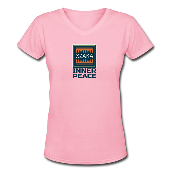 XZAKA - Women "Peace Within" Motivational V-Neck T-Shirt - W2116 - pink