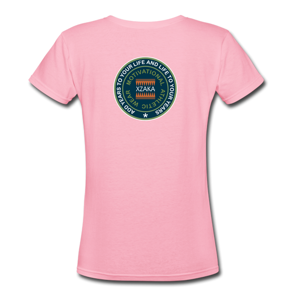 XZAKA - Women "Peace Within" Motivational V-Neck T-Shirt - W2116 - pink