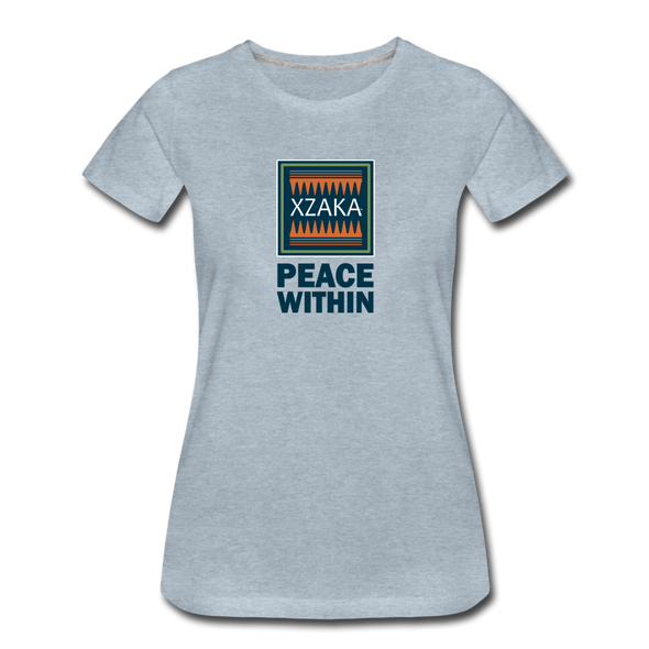 XZAKA - Women "Peace Within" Motivational T-Shirt - W2114 - heather ice blue