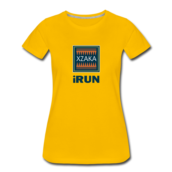 XZAKA - Women "iRUN" Motivational T-Shirt - W2119 - sun yellow