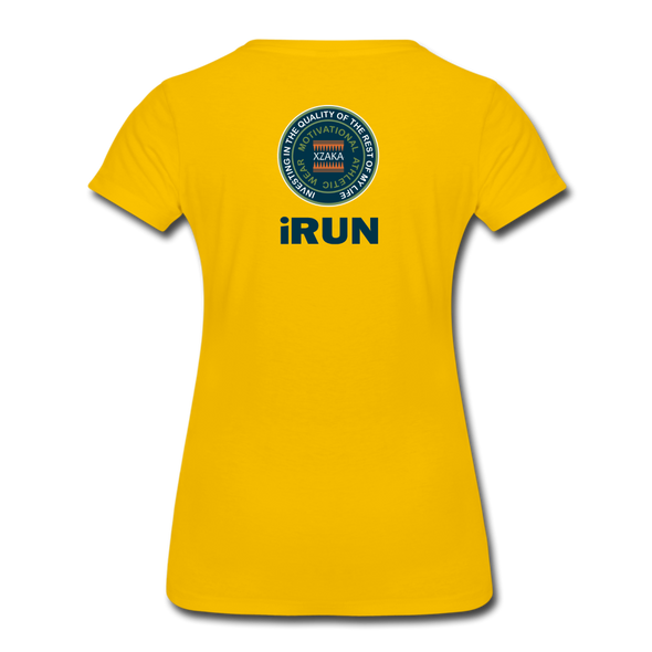 XZAKA - Women "iRUN" Motivational T-Shirt - W2119 - sun yellow