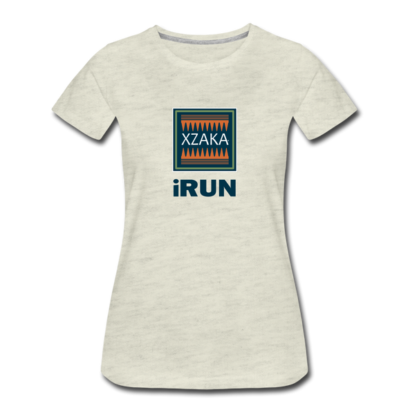 XZAKA - Women "iRUN" Motivational T-Shirt - W2119 - heather oatmeal