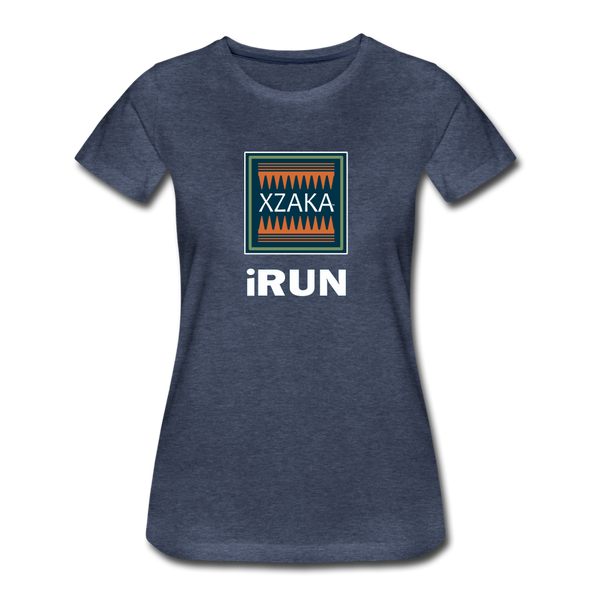 XZAKA - Women "iRUN" Motivational T-Shirt - W2120 - heather blue