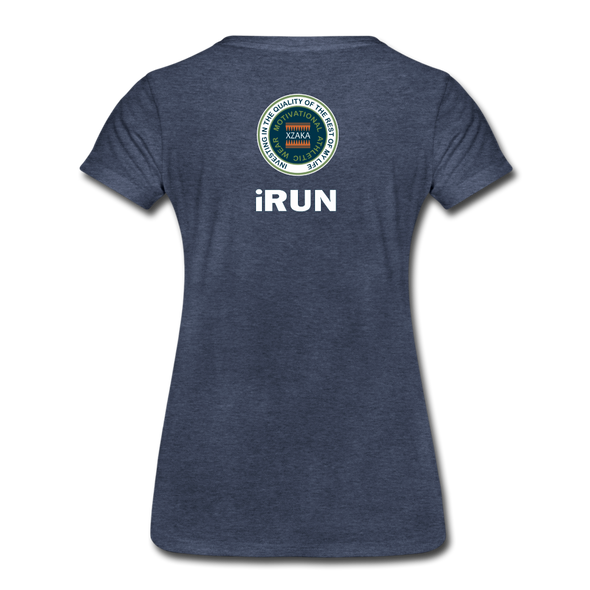 XZAKA - Women "iRUN" Motivational T-Shirt - W2120 - heather blue