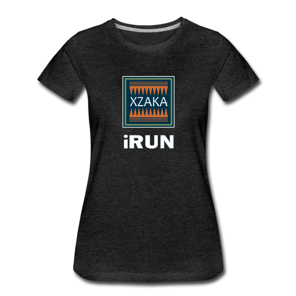 XZAKA - Women "iRUN" Motivational T-Shirt - W2120 - charcoal gray