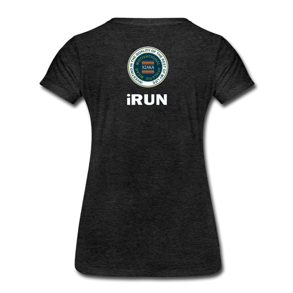 XZAKA - Women "iRUN" Motivational T-Shirt - W2120 - charcoal gray