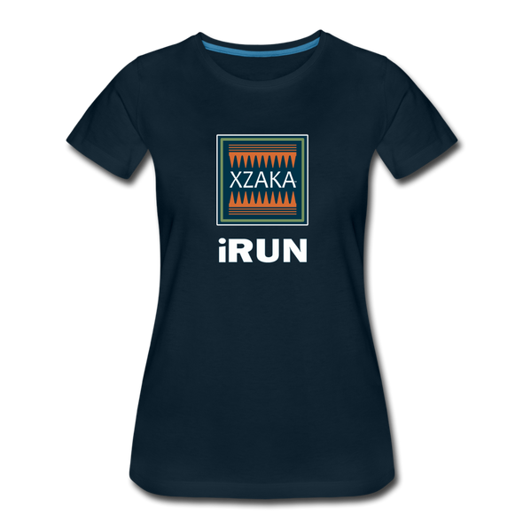 XZAKA - Women "iRUN" Motivational T-Shirt - W2120 - deep navy