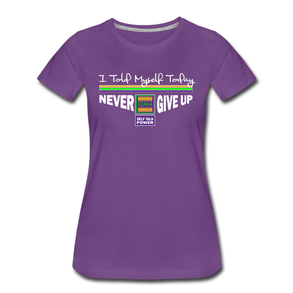 XZAKA - Women "Never Give Up" Motivational T-Shirt - W2133 - purple