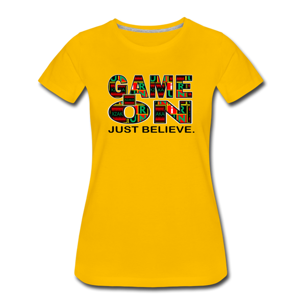 XZAKA - Women "Game On" Motivational T-Shirt - M2269-1 - sun yellow