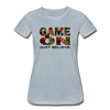 XZAKA - Women "Game On" Motivational T-Shirt - M2269-1 - heather ice blue