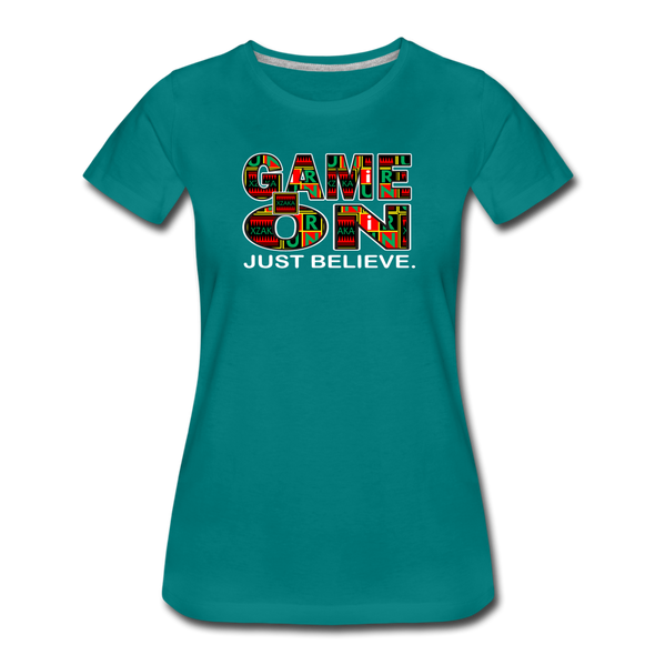 XZAKA - Women "Game On" Motivational T-Shirt - M2269-2 - teal