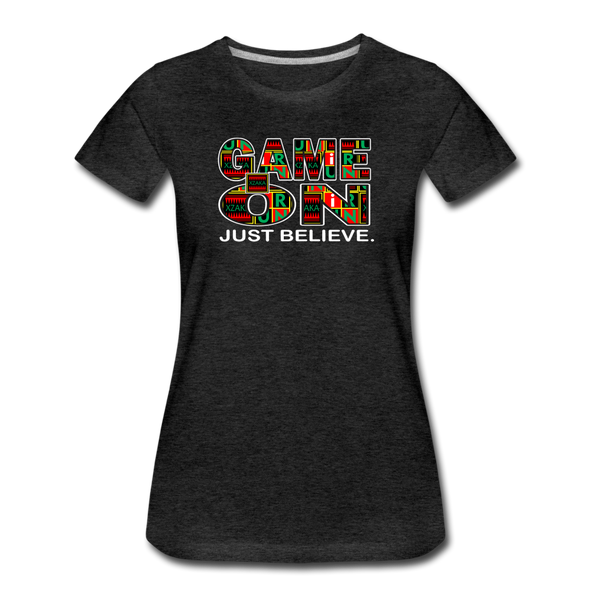 XZAKA - Women "Game On" Motivational T-Shirt - M2269-2 - charcoal gray