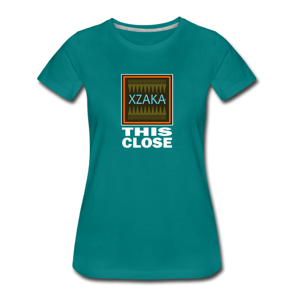 XZAKA - Women "This Close" Motivational T-Shirt - W2272 - teal