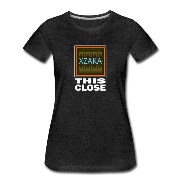 XZAKA - Women "This Close" Motivational T-Shirt - W2272 - charcoal gray