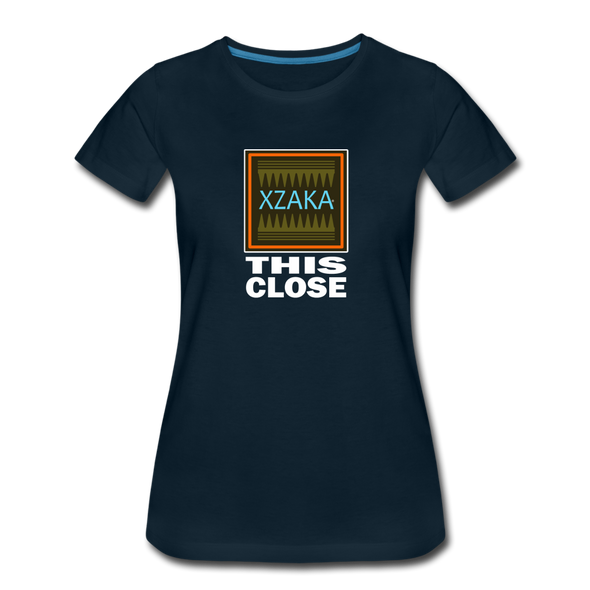 XZAKA - Women "This Close" Motivational T-Shirt - W2272 - deep navy