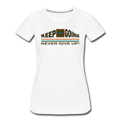 XZAKA - Women "Never Give Up" Motivational T-Shirt - W2275 - white