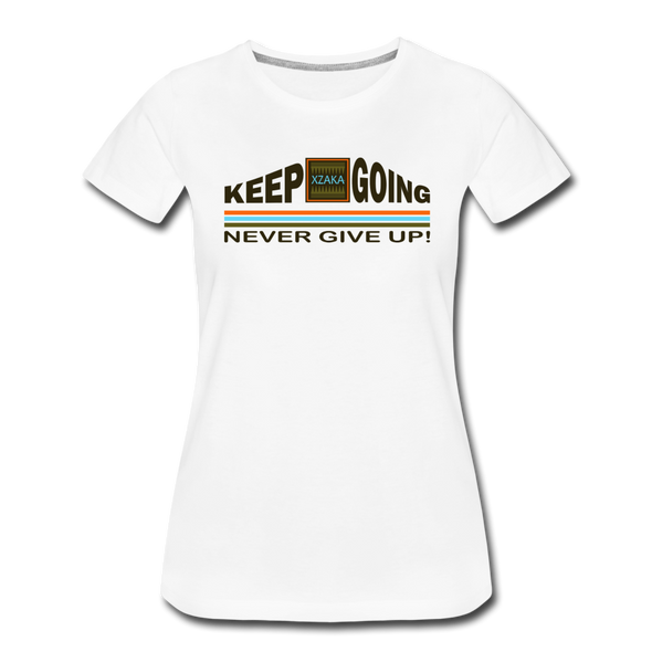 XZAKA - Women "Never Give Up" Motivational T-Shirt - W2275 - white