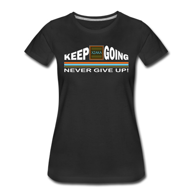 XZAKA - Women "Never Give Up" Motivational T-Shirt - W2276 - black