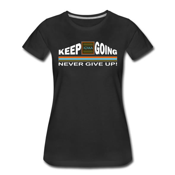 XZAKA - Women "Never Give Up" Motivational T-Shirt - W2276 - black