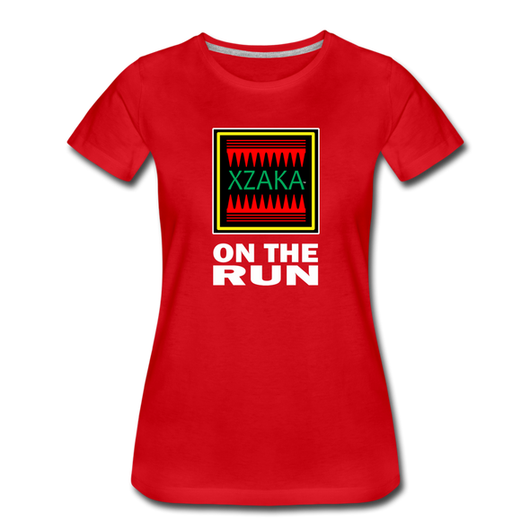 XZAKA - Women "On The Run" Motivational T-Shirt - W2142 - red