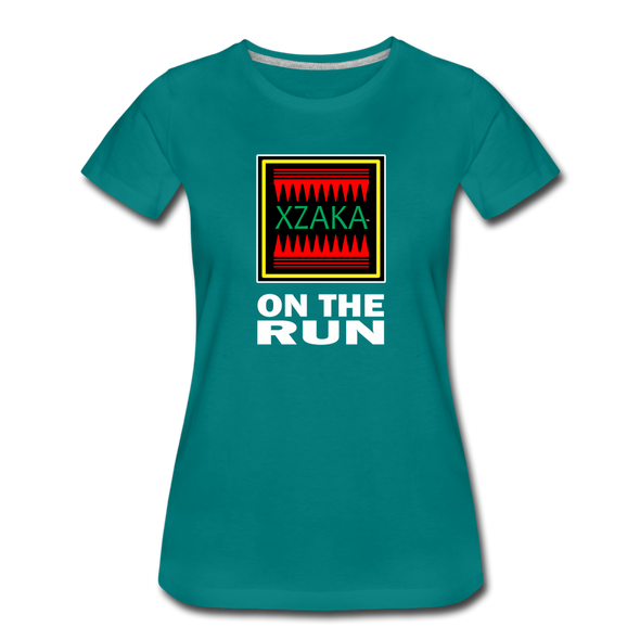 XZAKA - Women "On The Run" Motivational T-Shirt - W2142 - teal