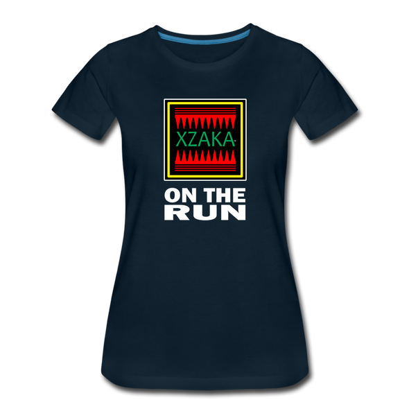 XZAKA - Women "On The Run" Motivational T-Shirt - W2142 - deep navy