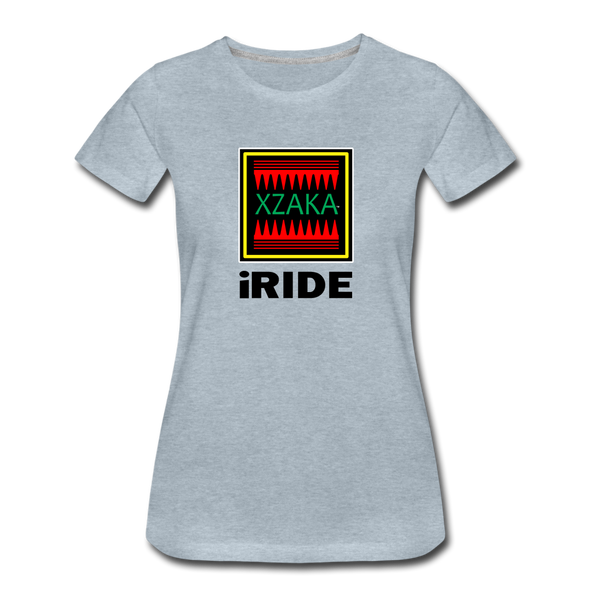 XZAKA - Women "iRIDE" Motivational T-Shirt - W2146 - heather ice blue