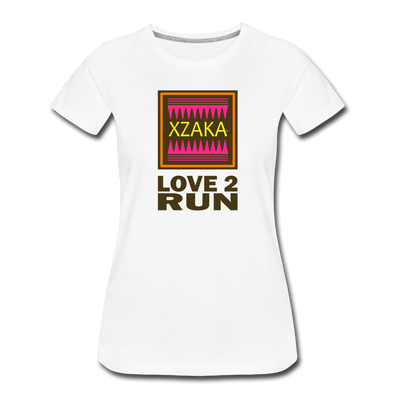 XZAKA - Women "Love 2 Run" Motivational T-Shirt - W2146 - white