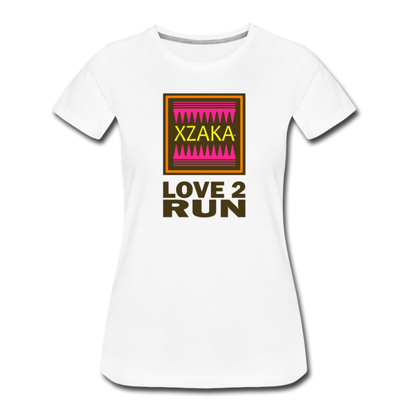 XZAKA - Women "Love 2 Run" Motivational T-Shirt - W2146 - white