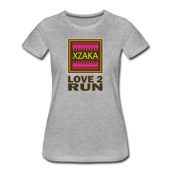 XZAKA - Women "Love 2 Run" Motivational T-Shirt - W2146 - heather gray