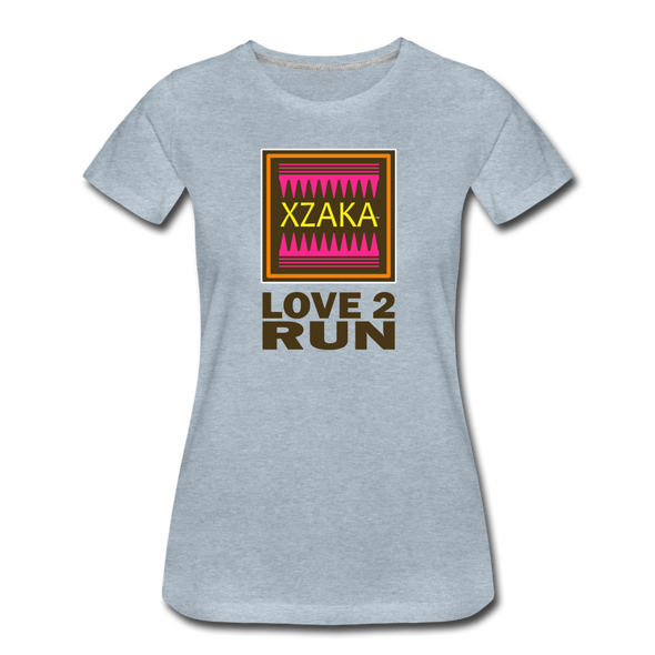 XZAKA - Women "Love 2 Run" Motivational T-Shirt - W2146 - heather ice blue