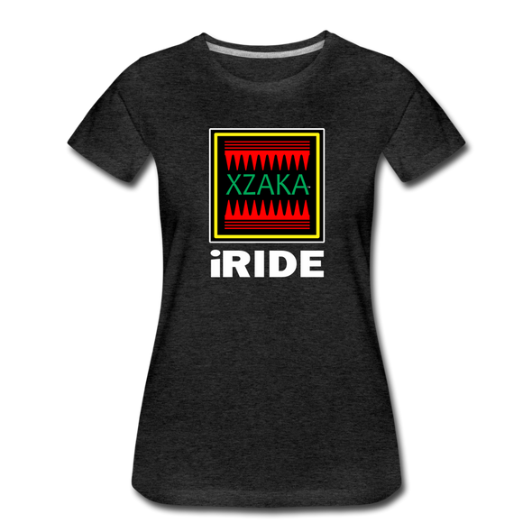 XZAKA - Women "iRide" Motivational T-Shirt - W2146 - charcoal gray