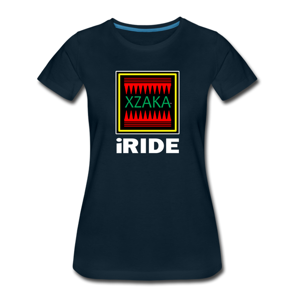 XZAKA - Women "iRide" Motivational T-Shirt - W2146 - deep navy