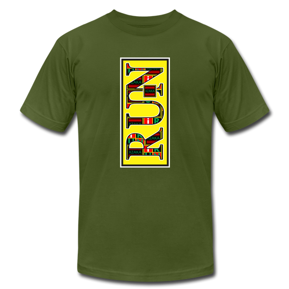 XZAKA - Women "RUN" Motivational T-Shirt - W2151 - olive