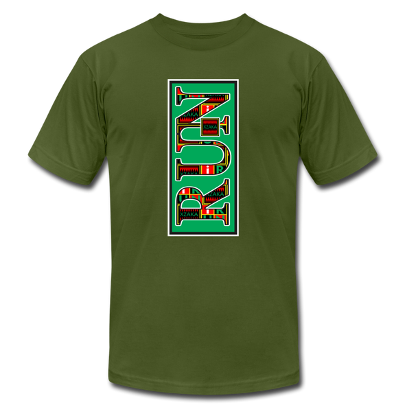 XZAKA - Women "RUN" Motivational T-Shirt - W2152 - olive