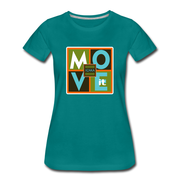 XZAKA - Women "Move It" Motivational T-Shirt - W2156 - teal