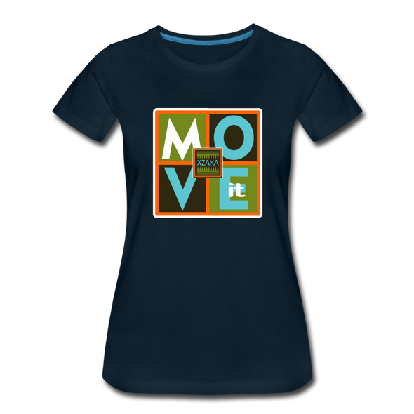 XZAKA - Women "Move It" Motivational T-Shirt - W2156 - deep navy