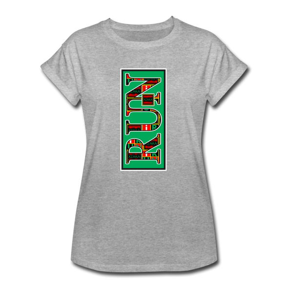 XZAKA - Women "RUN" Motivational T-Shirt - W2153 - heather gray