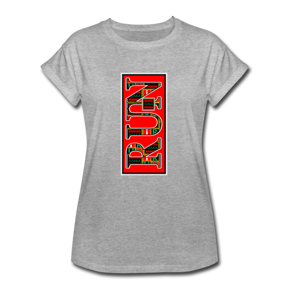 XZAKA - Women "RUN" Motivational T-Shirt - W2156 - heather gray