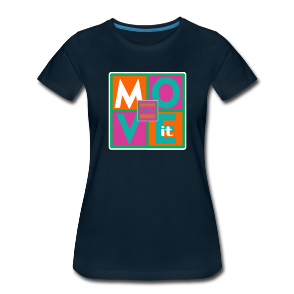 XZAKA - Women "Move It" Motivational T-Shirt - W2156 - deep navy