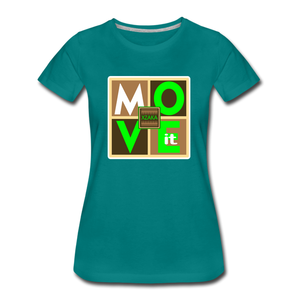 XZAKA - Women "Move It" Motivational T-Shirt - W2159 - teal