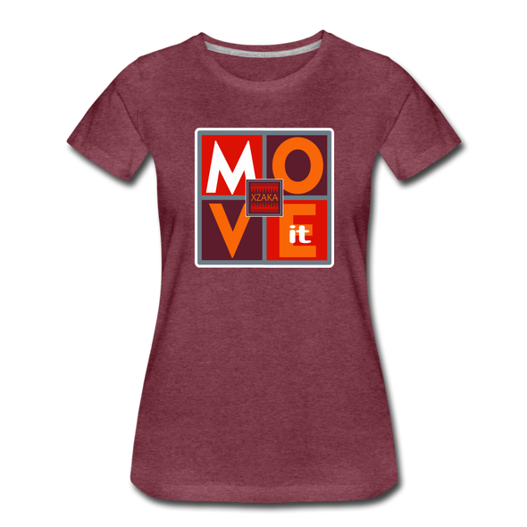 XZAKA - Women "Move It" Motivational T-Shirt - W2158 - heather burgundy