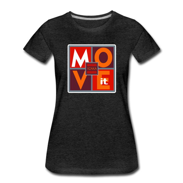 XZAKA - Women "Move It" Motivational T-Shirt - W2158 - charcoal gray