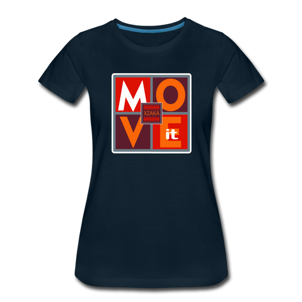 XZAKA - Women "Move It" Motivational T-Shirt - W2158 - deep navy