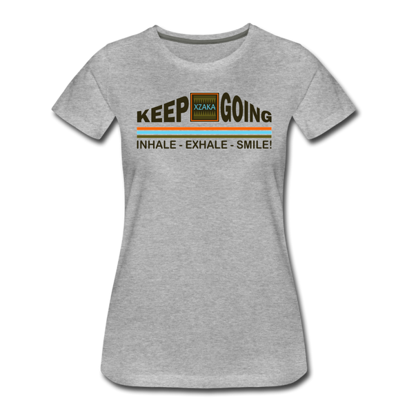 XZAKA - Women "Inhale-Exhale-Smile" Motivational T-Shirt - W2264 - heather gray