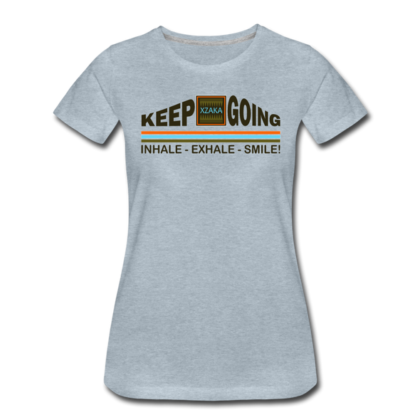 XZAKA - Women "Inhale-Exhale-Smile" Motivational T-Shirt - W2264 - heather ice blue