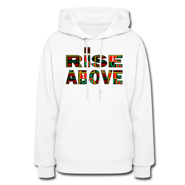 XZAKA Women "Rise Above" Motivational Hoodie - W1426 - white