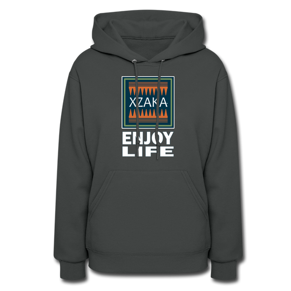 XZAKA Women "Enjoy Life" Motivational Hoodie - W1429 - asphalt