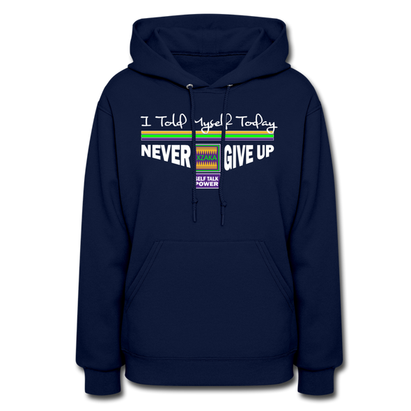 XZAKA Women "Never Give Up" Motivational Hoodie - W1442 - navy